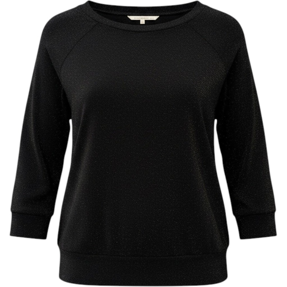 Rachel Rachel Roy Black Metallic Shimmer Raglan 3/4 Sleeve Knit Top Medium